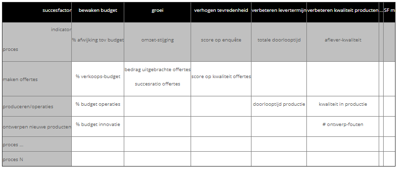  Figuur 5 : overzicht succesfactoren met indicatoren en processen met procesindicatoren